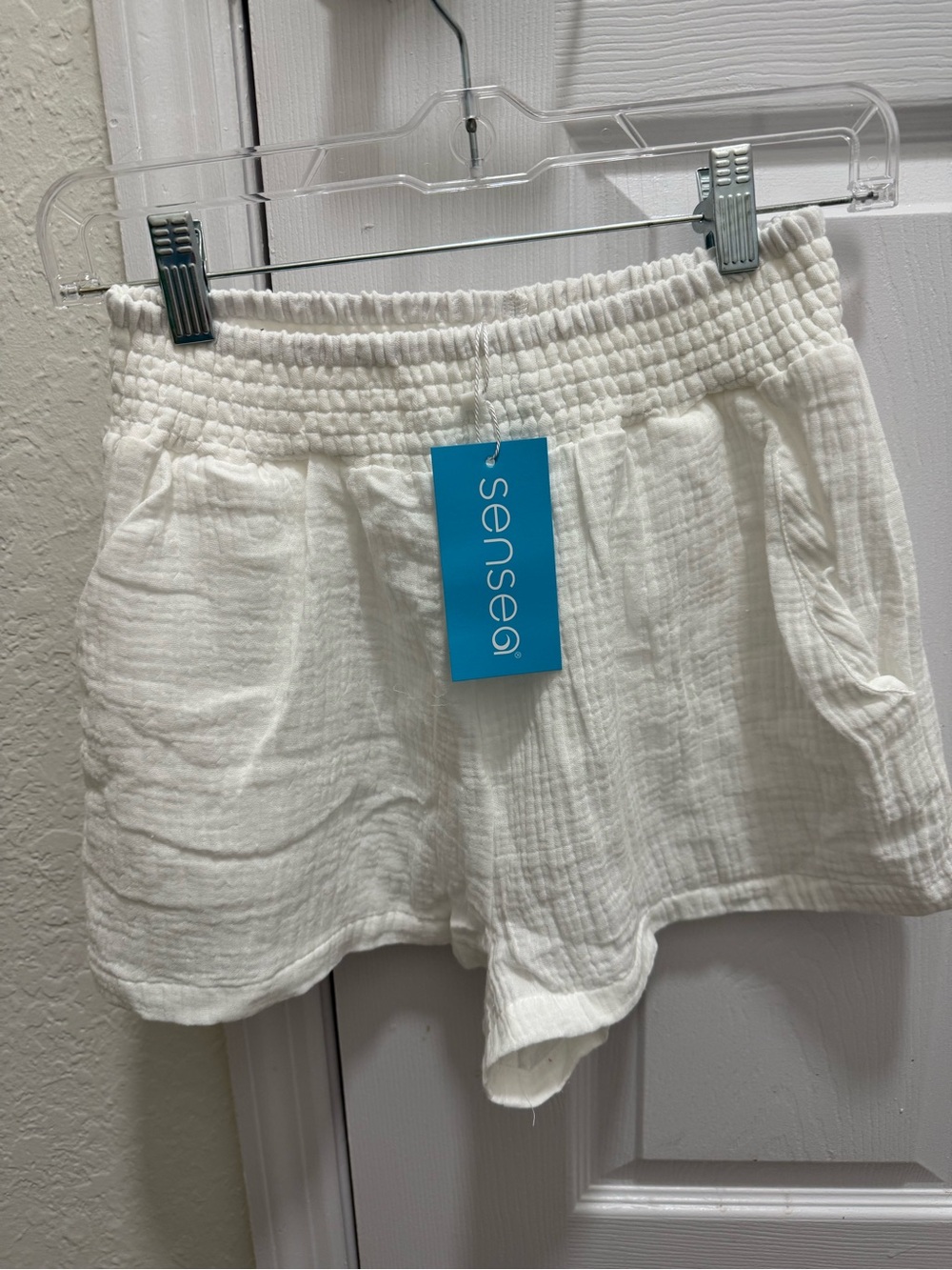 Elan sister brand sensea white gauze pull on shorts